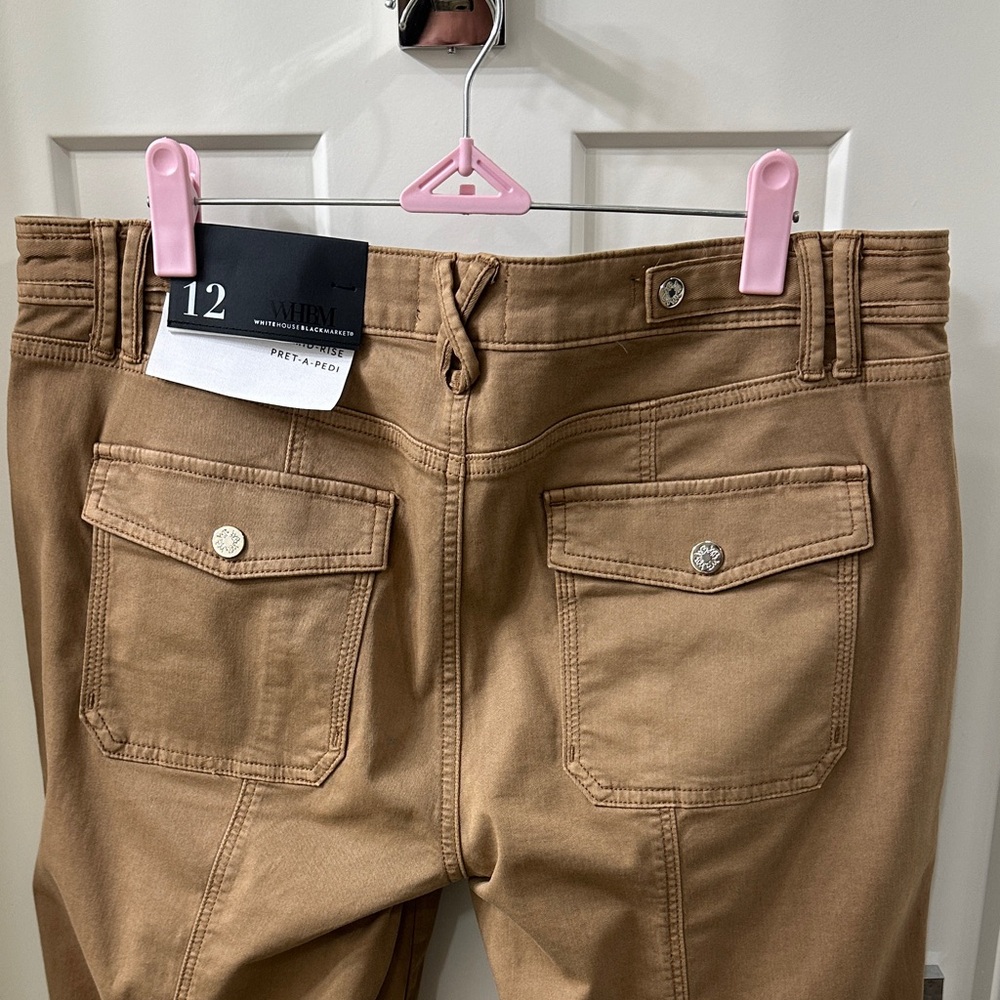 NWT White House Black Market Pret-A-Pedi Tan Cropped Pants 12 - Picture 6 of 10